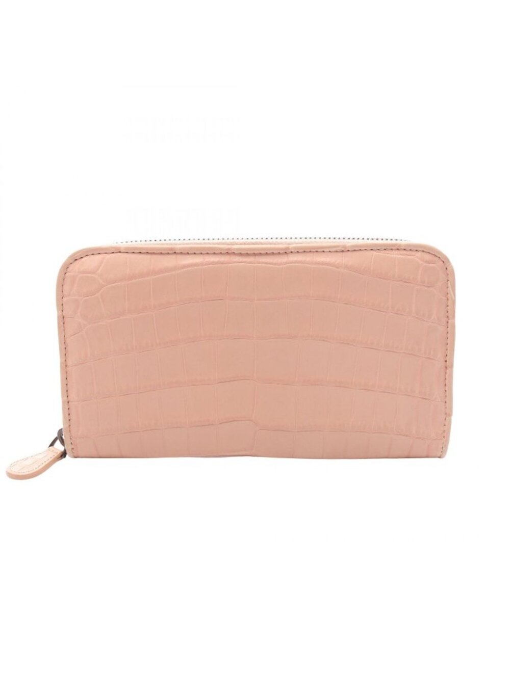 Bottega Veneta Round Wallet Croco Embossed Light Pink Leather